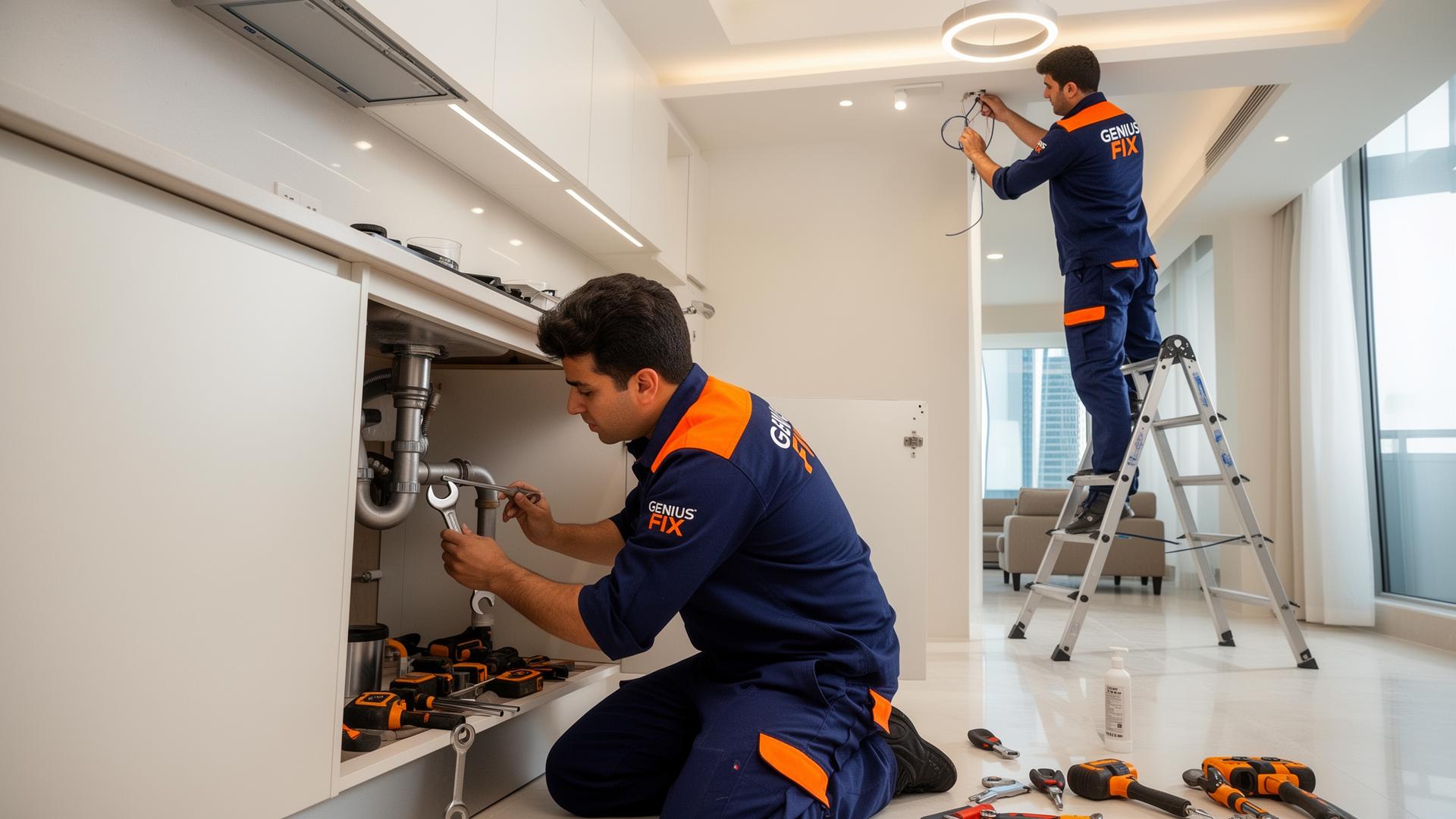 Genius Fix plumbing and electrical work in progress